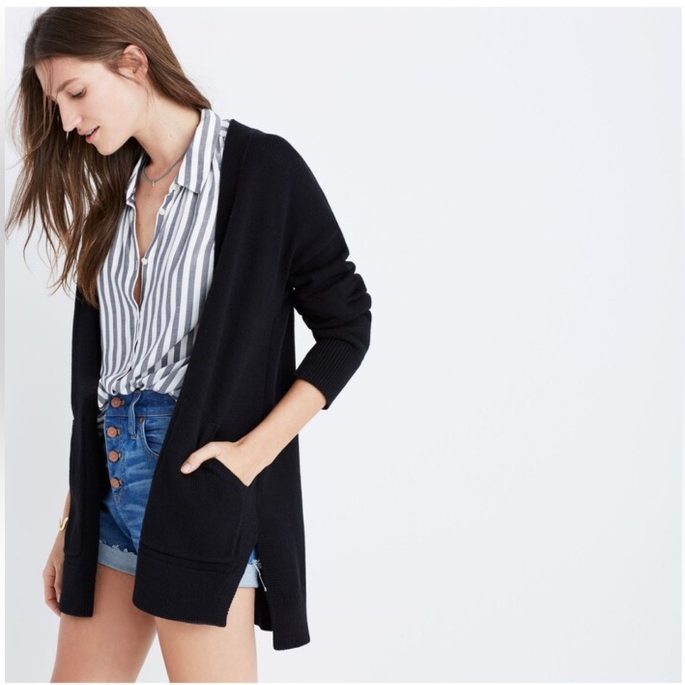 Madewell Midland Cardigan Sweater Black Size Small open cardigan